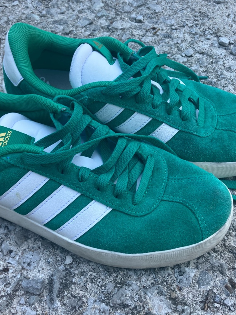 adidas Green Suede Low-Top Sneakers with White Stripes